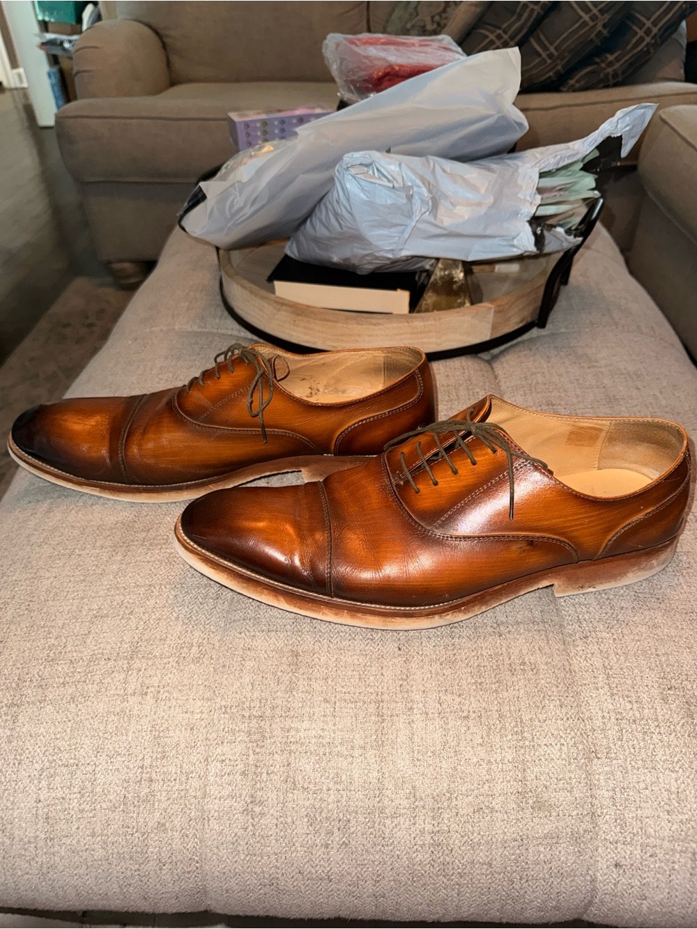 Carrucci Men’s Brown Leather Cap Toe Oxford Dress Shoes Size 13 EU 46 - Picture 5 of 8
